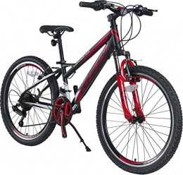 KRON Fahrräder KRON Vortex 4.0 Hardtail Jugend Kinder Fahrrad 20 Zoll von 6-9 Jahre | 21 Gang Shimano Schaltung, V-Bremse, Federgabel, 11 Zoll Rahmen | Kids Mountainbike MTB | Schwarz Rot