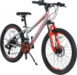 KRON Mountainbike KRON Vortex 4.0 Mountainbike 26 Zoll | 21 Gang Shimano Schaltung mit Scheibenbremse | 16 Zoll Rahmen MTB Erwachsenen Jugend Fahrrad | Grau Orange