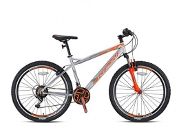 KRON Fahrräder KRON Vortex 4.0 Mountainbike 26 Zoll | 21 Gang Shimano Schaltung mit V-Bremse | 16 Zoll Rahmen MTB Erwachsenen Jugend Fahrrad | Grau Orange