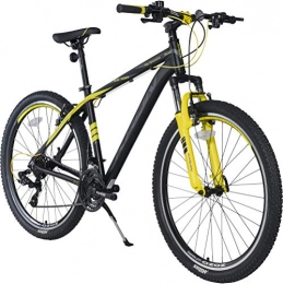 KRON Fahrräder KRON XC-100 Hardtail Aluminium Mountainbike 26 Zoll, 21 Gang Shimano Kettenschaltung mit V-Bremse | 16 Zoll Rahmen MTB Erwachsenen- und Jugendfahrrad | Grau Gelb