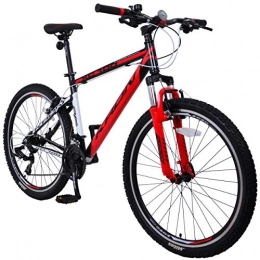KRON Fahrräder KRON XC-100 Hardtail Aluminium Mountainbike 26 Zoll, 21 Gang Shimano Kettenschaltung mit V-Bremse | 16 Zoll Rahmen MTB Erwachsenen- und Jugendfahrrad | Schwarz Rot
