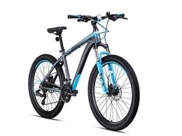 Geroni Fahrräder KRON XC-100 Hardtail Aluminium Mountainbike 27.5 Zoll, 21 Gang Shimano Kettenschaltung mit Scheibenbremse | 18 Zoll Rahmen MTB Erwachsenen- und Jugendfahrrad | Grau & Blau