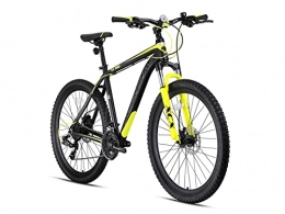 Geroni Fahrräder KRON XC-100 Hardtail Aluminium Mountainbike 27.5 Zoll, 21 Gang Shimano Kettenschaltung mit Scheibenbremse | 20 Zoll Rahmen MTB Erwachsenen- und Jugendfahrrad | Schwarz & Neongelb