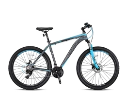 Geroni Mountainbike KRON XC-100 Hardtail Aluminium Mountainbike 29 Zoll, 21 Gang Shimano Kettenschaltung mit Scheibenbremse | 18 Zoll Rahmen MTB Erwachsenen- und Jugendfahrrad | Grau & Blau