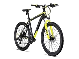 Geroni Fahrräder KRON XC-100 Hardtail Aluminium Mountainbike 29 Zoll, 21 Gang Shimano Kettenschaltung mit Scheibenbremse | 18 Zoll Rahmen MTB Erwachsenen- und Jugendfahrrad | Schwarz & Neongelb