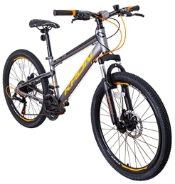 KRON Mountainbike KRON XC 75 Kinder Mountain Bike 24 Zoll ab 8-9 Jahre | Aluminium MTB Fahrrad 21 Gang Shimano, Scheibenbremse, 13 Zoll Rahmen, Silber Orange