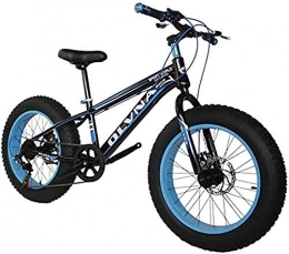 KRXLL Fahrräder KRXLL 20-Zoll-Mountainbike-Fahrrad mit 4-Zoll-Verbreiterung Verdickungsfreie Reifen 7-Gang-Scheibenbremssystem Rahmen aus Kohlenstoffstahl-Schwarz Blau