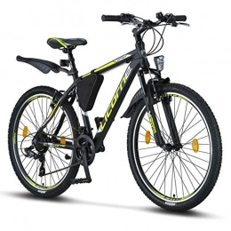 Licorne Bike Fahrräder Licorne Bike Effect Premium Mountainbike in 26 Zoll - Fahrrad für Jungen, Mädchen, Herren und Damen - Shimano 21 Gang-Schaltung - Herrenrad - Schwarz / Lime