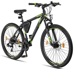 Licorne Bike Mountainbike Licorne Bike Effect Premium Mountainbike in 27, 5 Zoll Aluminium, Fahrrad für Jungen, Mädchen, Herren und Damen - 21 Gang-Schaltung - Scheibenbremse Herrenrad - Schwarz / Lime (2xDisc-Bremse)