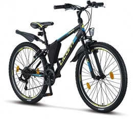 Licorne Bike Fahrräder Licorne Bike Guide Premium Mountainbike in 26 Zoll - Fahrrad für Mädchen, Jungen, Herren und Damen - Shimano 21 Gang-Schaltung - Schwarz / Blau / Lime
