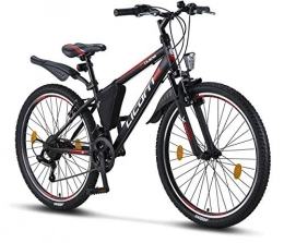 Licorne Bike Fahrräder Licorne Bike Guide Premium Mountainbike in 26 Zoll - Fahrrad für Mädchen, Jungen, Herren und Damen - Shimano 21 Gang-Schaltung - Schwarz / Rot / Grau