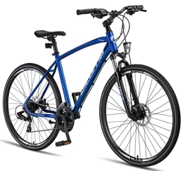 Licorne Bike Fahrräder Licorne Bike Premium Voyager Trekking Bike in 28 Zoll - Fahrrad für Jungen, Mädchen, Damen und Herren - 21 Gang-Schaltung - Mountainbike - Crossbike (Herren, Navy Blau)