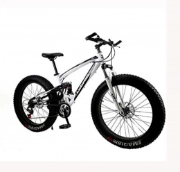 LJLYL Fahrräder LJLYL Fat Tire Mountainbike Fahrrad für Männer Frauen, mit Vollfederung MBT Bikes Leichter Rahmen aus Kohlenstoffstahl und Doppelscheibenbremse, D, 26 inch 24 Speed