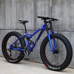 LJLYL Fat Tire Mountainbike für Jugendliche von Männern und Frauen, Rahmen aus hohem Kohlenstoffstahl, Soft Tail Dual Suspension, mechanische Scheibenbremse,Blau,26 inch 27 Speed