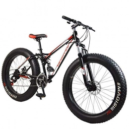 LJLYL Fahrräder LJLYL Mountainbike, 21-Gang-Fattail-Hardtail-Mountainbike, Rahmen mit doppelter Federung und Rahmen aus Kohlenstoffstahl, Doppelscheibenbremse, 26-Zoll-Räder, Black red