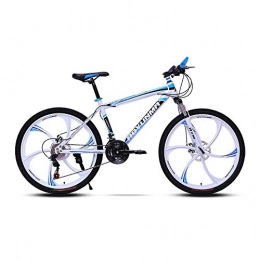 LRHD Mountainbike LRHD Mountainbike hochgekohlt Stahlrahmen Fahrrad-Gabel Federung 6 Messer Rder Doppelscheibenbremse Rennrad 24 / 26 Zoll MTB Bike Rennrad Outdoor Radfahren, 21 Speed (wei und blau)
