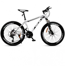 LUO Fahrräder LUO Fahrrad, Erwachsenen-Mountainbike, Doppelscheibenbremse / Rahmenrahmen aus kohlenstoffhaltigem Stahl, Strand-Schneemobilfahrrad, 24-Zoll-Räder, Weiß, 27-Gang