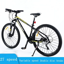 HUWAI Fahrräder Mens / der Frauen Hybrid Rennrad, 27" 24-Gang Mountainbike für Erwachsene, Leichte Aluminium Full Suspension Rahmen, Federgabel, Doppelscheibenbremse, Gelb