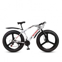 MHUI Fahrräder MHUI Mountainbikes, 26 Zoll Fat Tire Hardtail Mountainbike, Doppelscheiben-Bremskreuzer-Fahrrad, 3 Speichen, Weiß, 26 inch 21 Speed