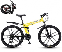min min 26"21-Gang-Mountainbike für Erwachsene, Klappfahrrad, Leichter Aluminium-Voll-Federungsrahmen, Federgabel, Scheibenbremse, 10 Laufrad (Color : Yellow)