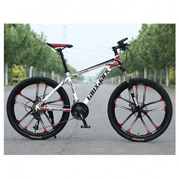 Mnjin Fahrräder Mnjin Outdoor-Sport Mountainbike, Mountainbike mit hohem Kohlenstoffstahl-Vorderradaufhängung, 27-Gang-Outroad-Bike mit Doppelscheibenbremsen, Rot