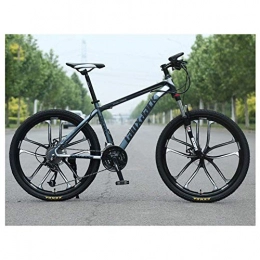Mnjin Fahrräder Mnjin Outdoor-Sport MTB Vorderradaufhängung 30-Gang-Gänge Mountainbike 26"10-Speichen-Rad mit Zwei Ölbremsen und einem Rahmen aus kohlenstoffhaltigem Stahl, grau