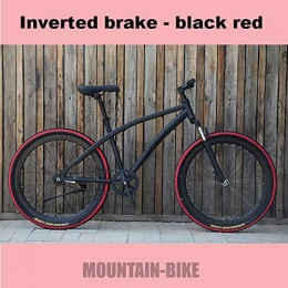 MOBDY 26 Zoll Rennrad Fixed Gear Stoßdämpfer Fahrrad Farbe Retro Student Fahrradbremse/Doppelscheibenbremse Adult-Black rot (155cm-185cm)