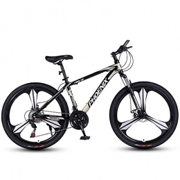 FXMJ Fahrräder Mountainbike, 27-Gang Fahrrad Full Suspension MTB Fahrrad 26 Zoll Carbon Steel Fahrradscheibenbremse Fahrrad-Sport-Bike für Erwachsene Teen, Black Gold