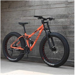 Aoyo Mountainbike Mountainbike, 66 Zoll, für Erwachsene, Jungen, Mädchen, fette Reifen, Mountainbike, Trailbike, Doppelscheibenbremse, Rahmen aus Karbonstahl, rutschfeste Fahrräder, Farbe: Orange, Größe: 24 Gänge