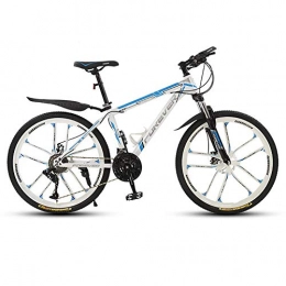 NLRHH Fahrräder Mountainbike für Erwachsene 26 Zoll, Männer Frauen MTB, mit Dualscheibenbremse, Suspensionsberg Outoad Fahrräder, 21 Geschwindigkeit, 10 Speichenräder, weiß blau peng