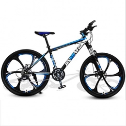 Dsrgwe Mountainbike Mountainbike, Mountainbike / Fahrräder, Carbon-Stahlrahmen, Vorderradaufhängung und Dual Disc Brake, 26inch Mag Wheels (Color : Black+Blue, Size : 21 Speed)