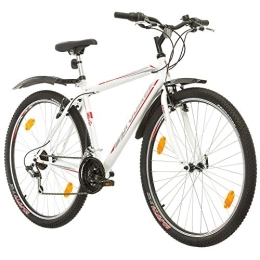 Multibrand Distribution Fahrräder Multiband, PROBIKE PRO 29, 29 Zoll, 483 mm, Mountainbike, Unisex, 21-Fach Shimano, Kotflügel vorne und hinten, Weiß Rot-Blau (Weiß / Grau-Rot (Kotflügel))