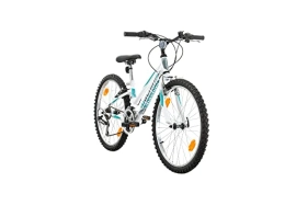 Multibrand Distribution Fahrräder Multibrand Probike Adventure 24 Zoll Mountainbike Shimano 18 Gang Mädchen-Fahrrad & Jungen-Fahrrad, geeignet ab 130-155 cm (Weiß-Blau-Glanz)