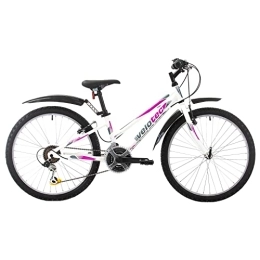Multibrand Distribution Fahrräder Multibrand Probike Adventure 24 Zoll Mountainbike Shimano 18 Gang Mädchen-Fahrrad & Jungen-Fahrrad, geeignet ab 130-155 cm (Weiß-Rosa-Legierung)