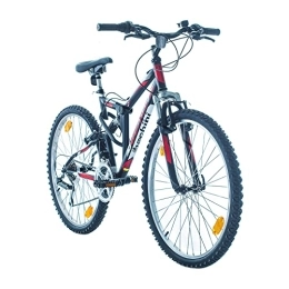 Multibrand Distribution Fahrräder Multibrand Probike Extreme 26 Zoll Mountainbike Vollfederung Shimano 18 Gang, Herren-Fahrrad & Damen-Fahrrad, geeignet ab 155 – 180 cm (Schwarz Matt)