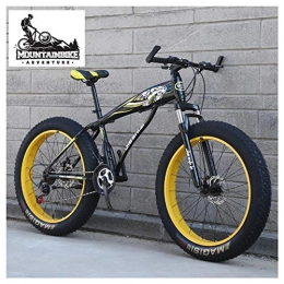 NENGGE Fahrräder NENGGE Fette Reifen Hardtail MTB mit Gabelfederung für Erwachsenen Herren Damen, Unisex Jugend Kohlenstoffstahl Fahrräder Mountainbike, Zwei Scheibenbremsen, Yellow1, 26 Inch 27 Speed