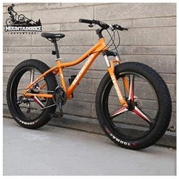 NENGGE Mountainbike NENGGE Hardtail MTB 26 Zoll mit Gabelfederung für Herren Damen, Erwachsenen Fette Reifen Fahrräder, Scheibenbremsen Mountainbike, Rahmen aus Kohlenstoffstahl, 3 Spoke orange, 24 Speed