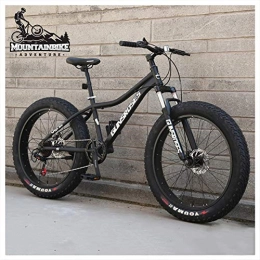 NENGGE Fahrräder NENGGE Hardtail MTB 26 Zoll mit Gabelfederung für Herren Damen, Erwachsenen Fette Reifen Fahrräder, Scheibenbremsen Mountainbike, Rahmen aus Kohlenstoffstahl, Black Spoke, 27 Speed