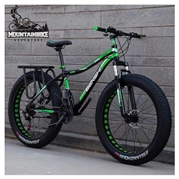 NENGGE Fahrräder NENGGE Hardtail MTB mit Gabelfederung für Herren & Damen, Erwachsenen Zwei Scheibenbremsen Großer Reifen Mountainbike, Unisex Rahmen aus Kohlenstoffstahl Fahrräder, Green 2, 24 Inch 24 Speed