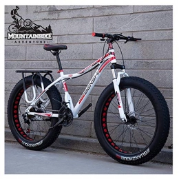 NENGGE Mountainbike NENGGE Hardtail MTB mit Gabelfederung für Herren & Damen, Erwachsenen Zwei Scheibenbremsen Großer Reifen Mountainbike, Unisex Rahmen aus Kohlenstoffstahl Fahrräder, Red 2, 24 Inch 27 Speed