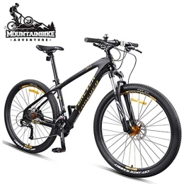 YWARX Mountainbike NENGGE Herren Mountainbike 27.5 Zoll Großer Reifen, Erwachsenen Jungen Hardtail MTB mit Gabelfederung, Zwei Scheibenbremsen Fahrräder, Rahmen aus Kohlefaser, Black Gold, 30 Speed