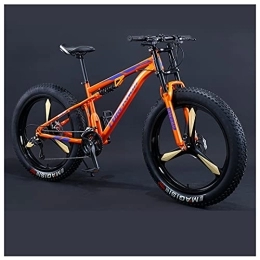 NENGGE Fahrräder NENGGE Mountainbike MTB, 26 Zoll Fette Reifen Fahrrad, Fahrrad mit Scheibenbremsen, Rahmen aus Kohlenstoffstahl, Erwachsenen MTB Fahrrad für Herren und Damen, 30 Speed, Orange 3 Spoke