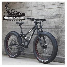 NENGGE Mountainbike NENGGE MTB 26 Zoll Fette Reifen für Erwachsenen Herren Damen, Vollfederung Mountainbike mit Zwei Scheibenbremsen, Jugend Unisex Kohlenstoffstahl Fahrräder, Schwarz, 21 Speed