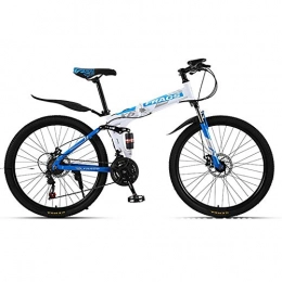 NLRHH Fahrräder NLRHH Doppelscheiben-Bremsen Stoßdämpfung Mountainbike, Erwachsener Kohlenstoffstahl-Mountainbike, 26-Zoll-Räder, 21-Gang-Variable Geschwindigkeitszahnräder (weißblau) Peng