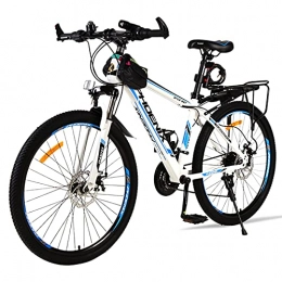 Pateacd Fahrräder Pateacd Bike High-End MTB Bike, Bike Strong Mountainbike Aluminium - Mädchen- Und Herrenrad - Scheibenbremse Vorne Und Hinten - Shimano 21-Gang-Umwerfer - Vollfederung, Blau