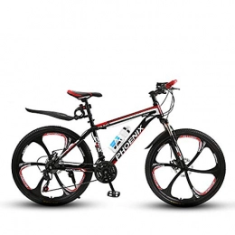 PXQ Fahrräder PXQ Leichter 26-Zoll-Mountainbike 21 / 24 / 27 Geschwindigkeits-Stoßdämpfer für Off-Road-Fahrräder, Doppelscheibenbremsen und 17"High Carbon-Heckrahmen, Black, C24S