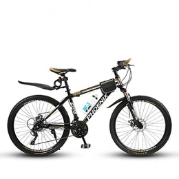 PXQ Fahrräder PXQ Leichter 26-Zoll-Mountainbike 21 / 24 / 27 Geschwindigkeits-Stoßdämpfer für Off-Road-Fahrräder, Doppelscheibenbremsen und 17"High Carbon-Heckrahmen, Gold, A21S