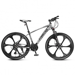 QMMD Fahrräder QMMD Damen und Herren Mountainbike, 24 Zoll 4 Farben Hardtail MTB, Erwachsenen Fahrrad mit Scheibenbremsen, Mit Gabelfederung MTB, Alu Rahmen Fahrräder, White 6 Spoke, 30 Speed