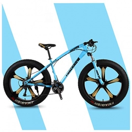 QMMD Mountainbike QMMD MTB 26 Zoll, Erwachsenen Hardtail MTB, Gabel-Federung Fahrräder, Rahmen aus Kohlenstoffstahl Fette Reifen Fahrrad, Herren 7-21-24-27-Gang Mountainbike, Blue 5 Spokes, 24 Speed