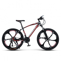QQLK Fahrräder QQLK 26 Zoll Mountainbik, Doppelscheibenbremse, 21 Gang, Abschließbare Stoßdämpfung der Vordergabel, für Jungen, Mädchen, Herren und Damen, Black red, 6 Cutter Wheel